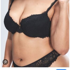 Savage X Fenty by Rhianna Bra 38D Black Romantic Corded Lace Demi